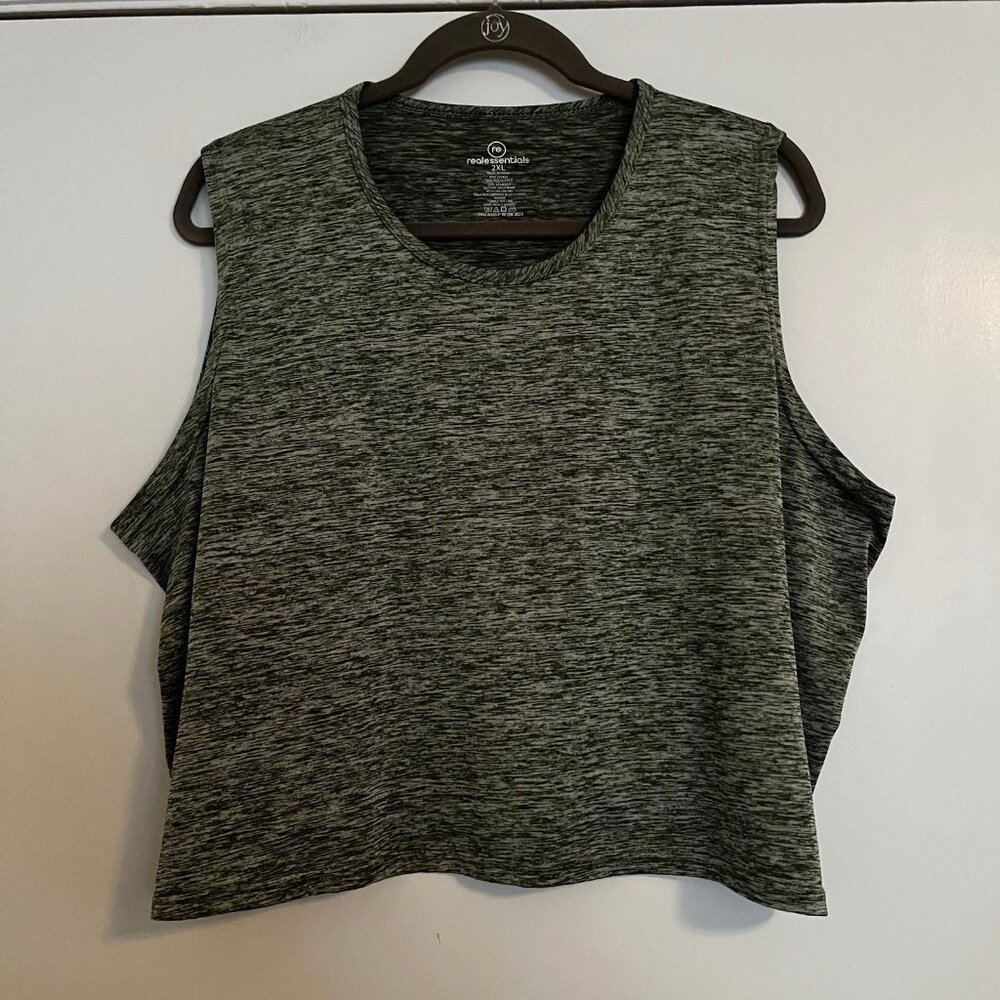 Real Essentials Size 2xl Green Active Cropped Tank